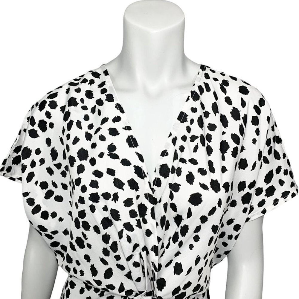NWT AMERICA & BEYOND Cow Print Faux Wrap Pompon Maxi Cover Up - Picture 4 of 7
